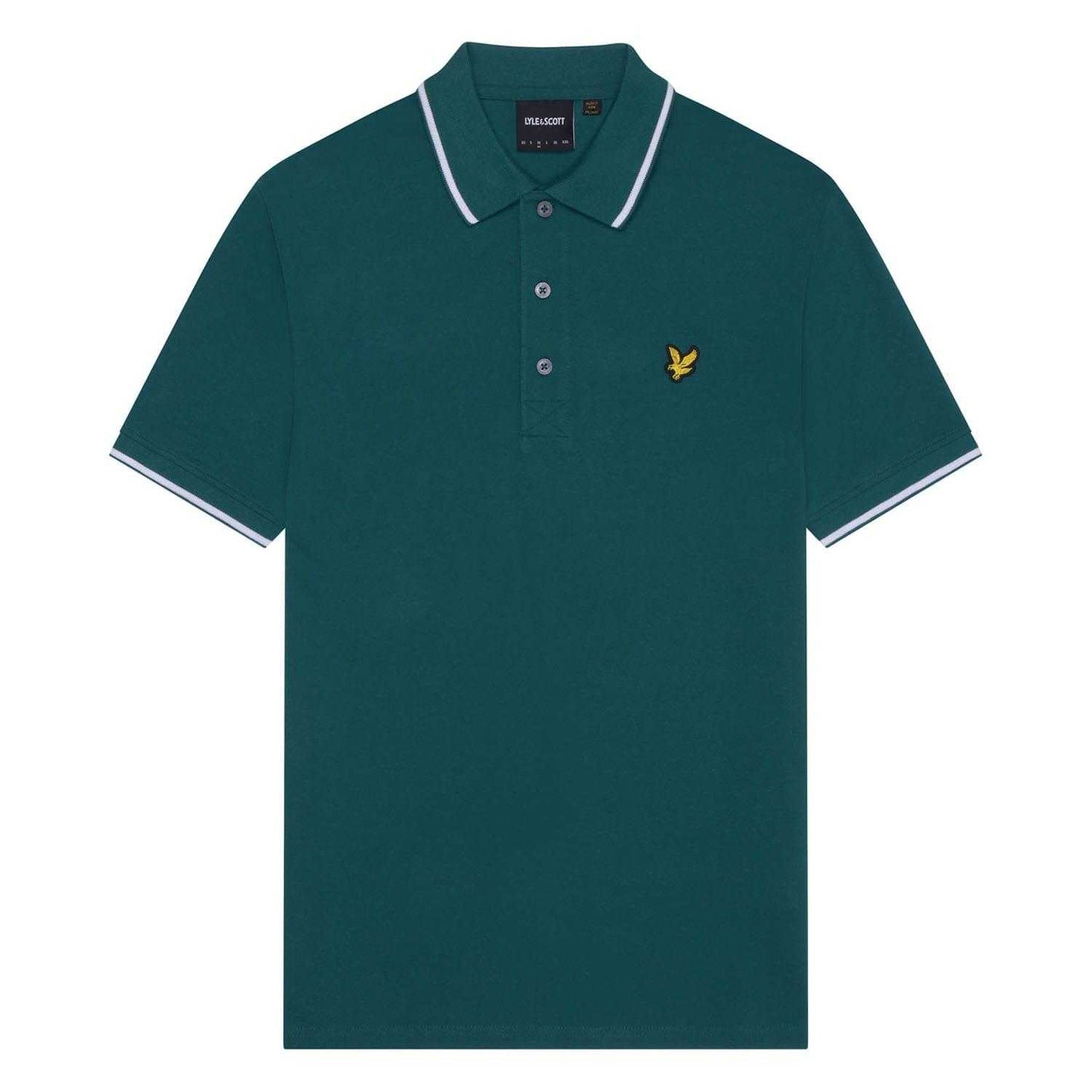 Green-White - Front - Lyle & Scott Mens Tipped Polo Shirt