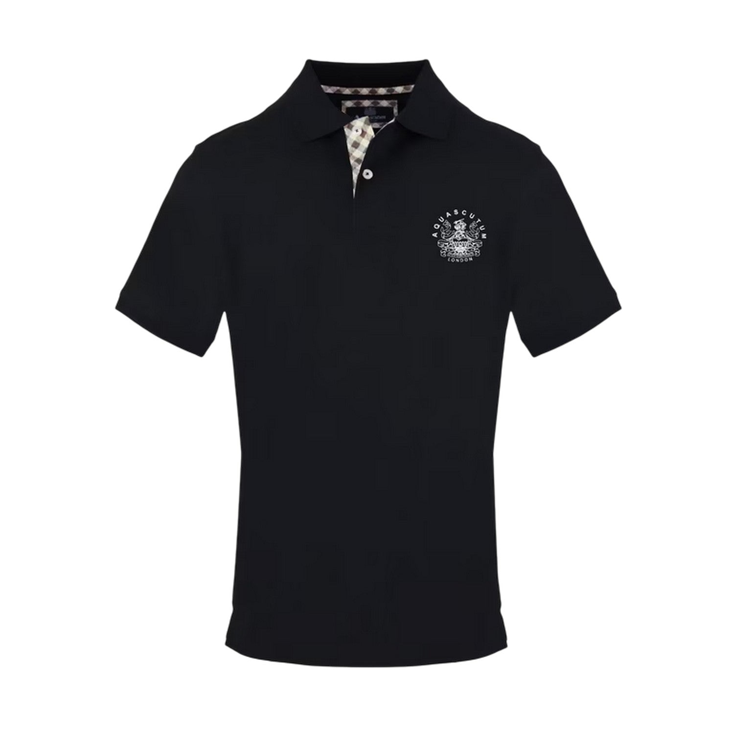 Black - Front - Aquascutum Mens Logo Polo Shirt