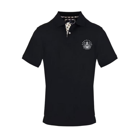 Black - Front - Aquascutum Mens Logo Polo Shirt