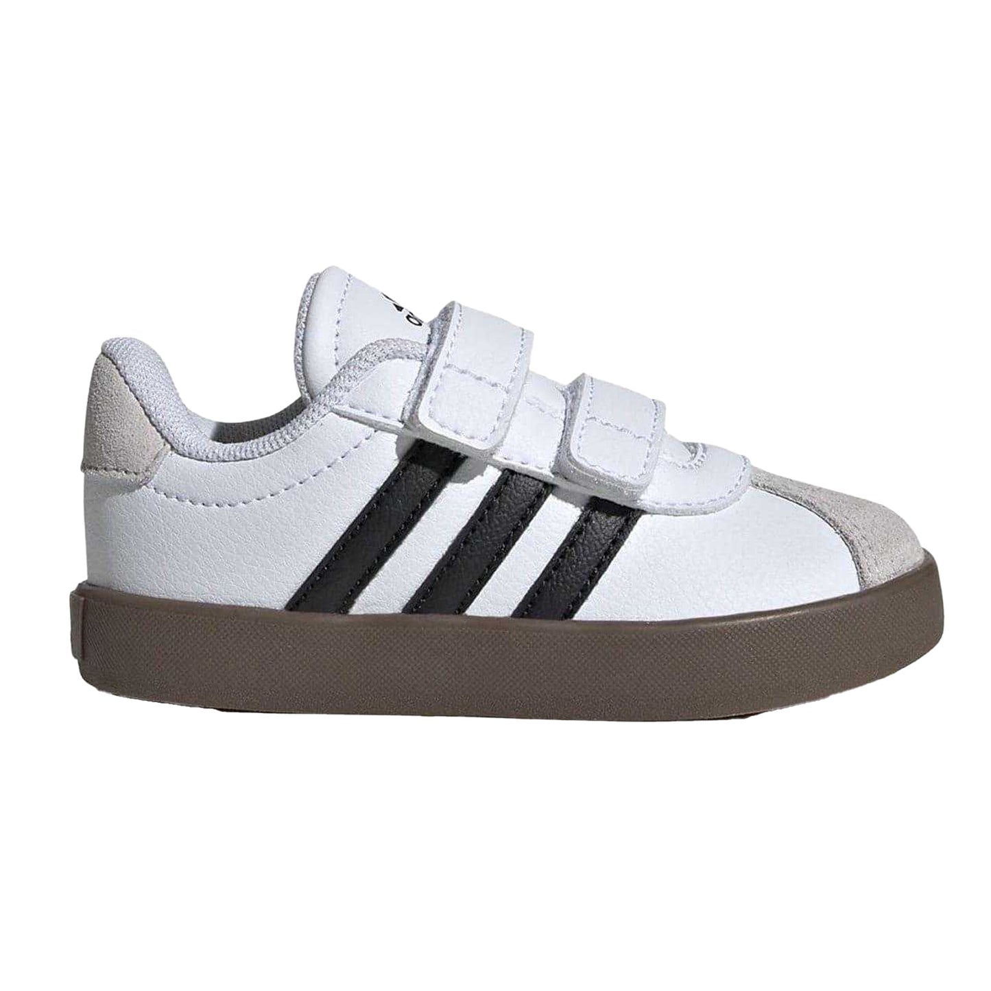 White-Gum - Front - Adidas Childrens-Kids Court 3.0 Suede Hook and Loop Shoes