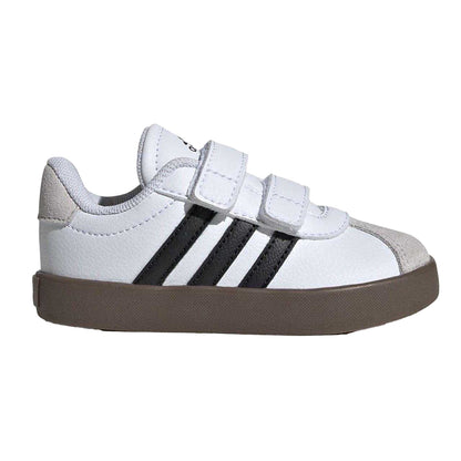 White-Gum - Front - Adidas Childrens-Kids Court 3.0 Suede Hook and Loop Shoes
