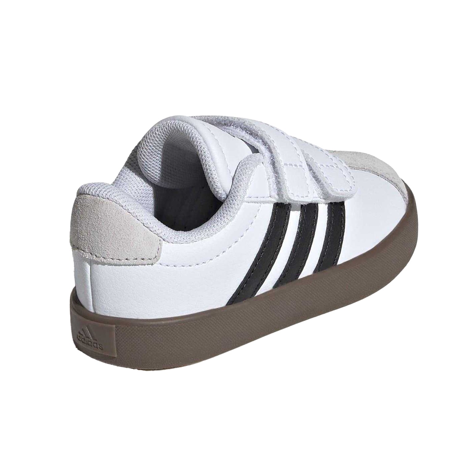 White-Gum - Back - Adidas Childrens-Kids Court 3.0 Suede Hook and Loop Shoes