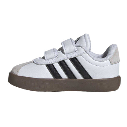 White-Gum - Side - Adidas Childrens-Kids Court 3.0 Suede Hook and Loop Shoes