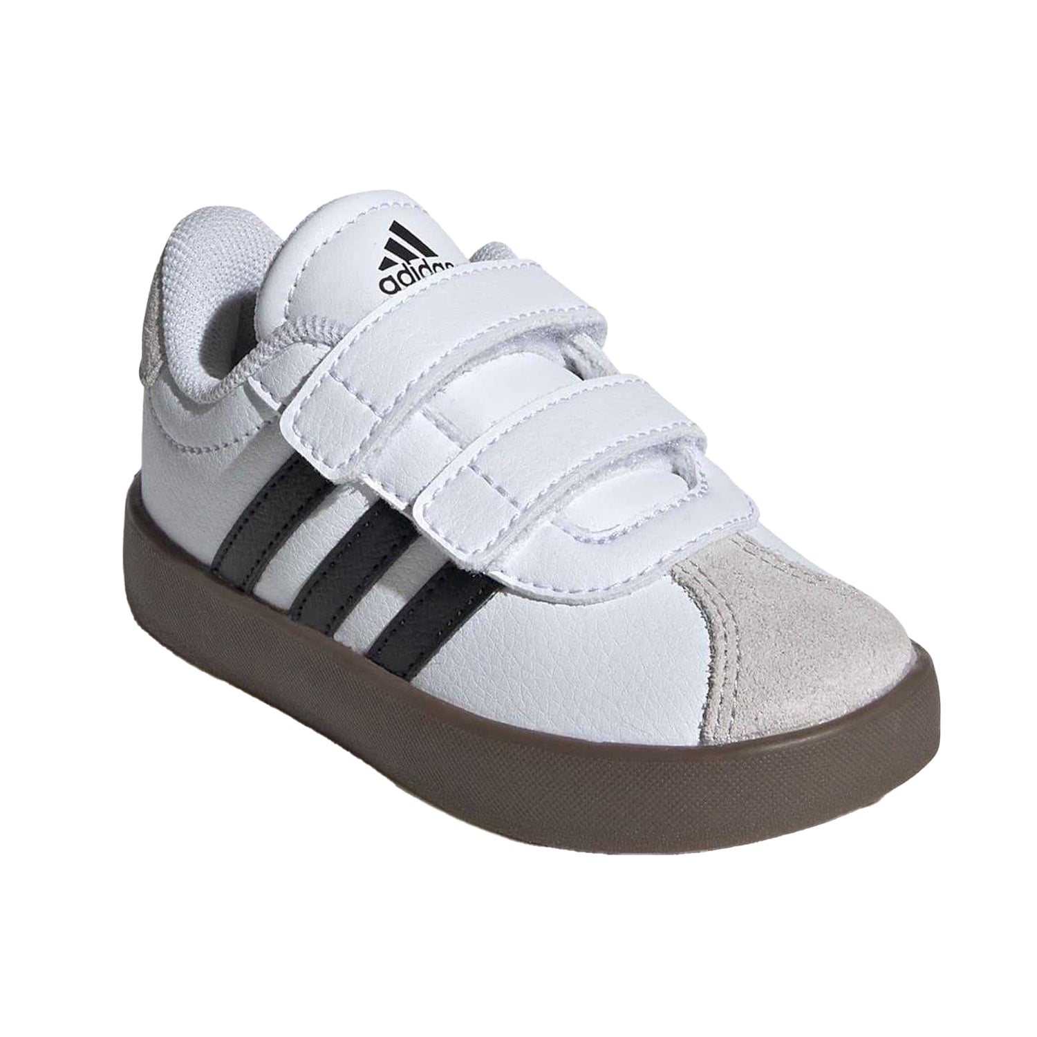 White-Gum - Pack Shot - Adidas Childrens-Kids Court 3.0 Suede Hook and Loop Shoes