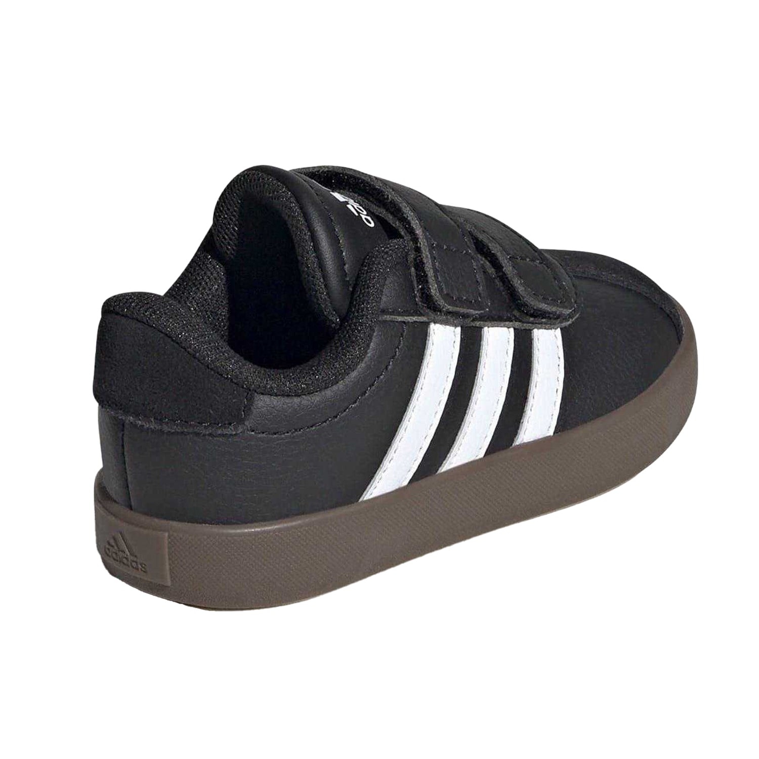 Black - Back - Adidas Childrens-Kids Court 3.0 Suede Hook and Loop Shoes