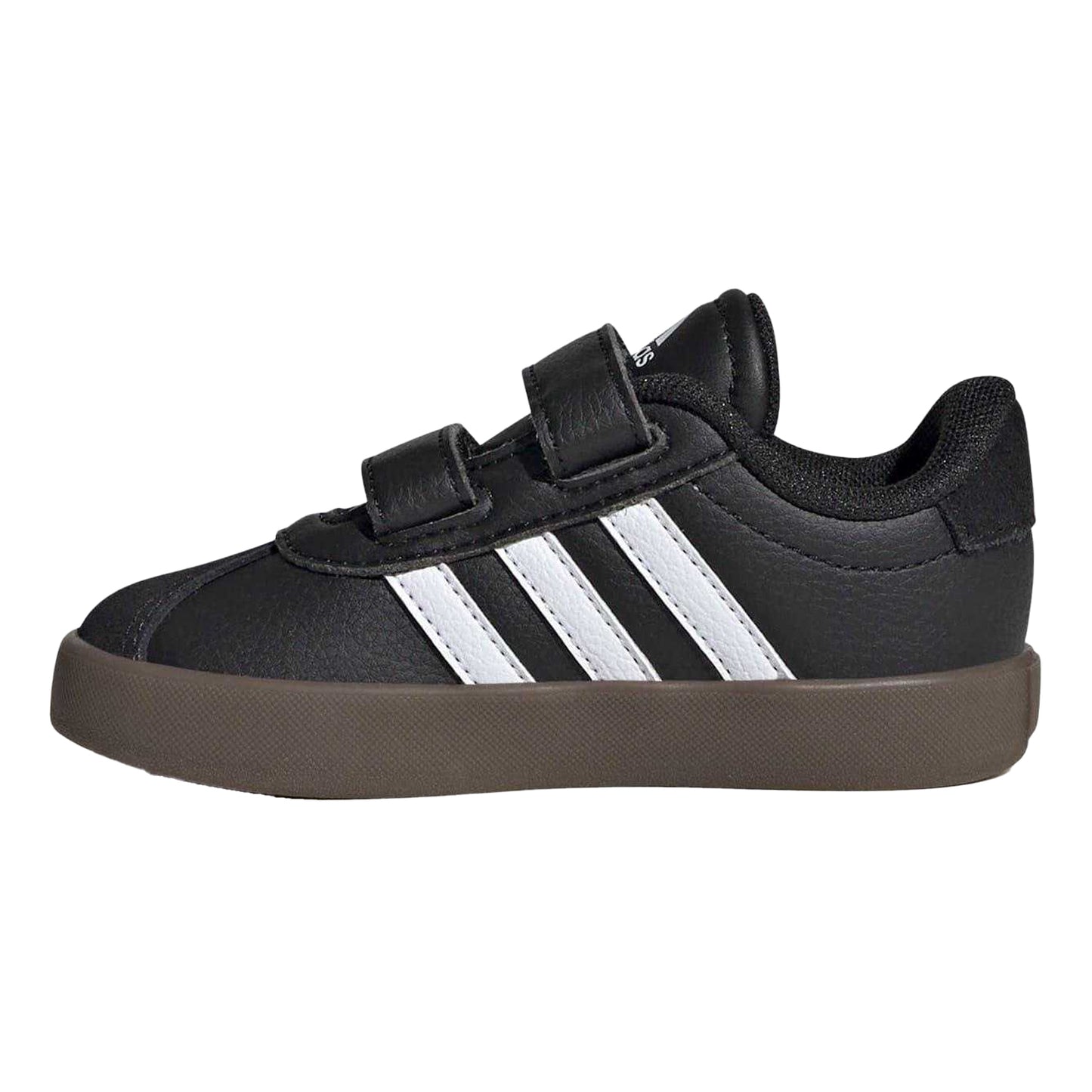 Black - Side - Adidas Childrens-Kids Court 3.0 Suede Hook and Loop Shoes