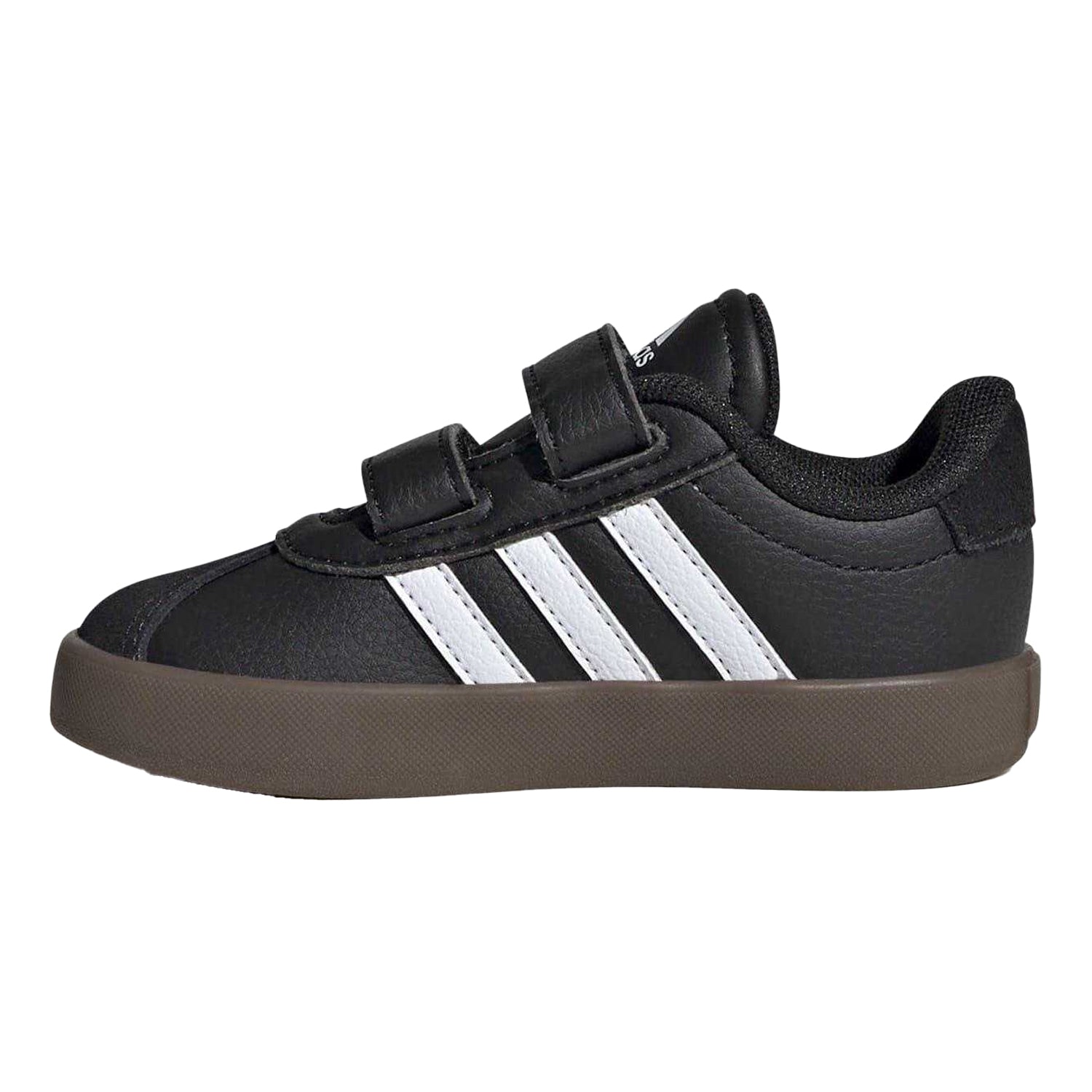 Black - Side - Adidas Childrens-Kids Court 3.0 Suede Hook and Loop Shoes
