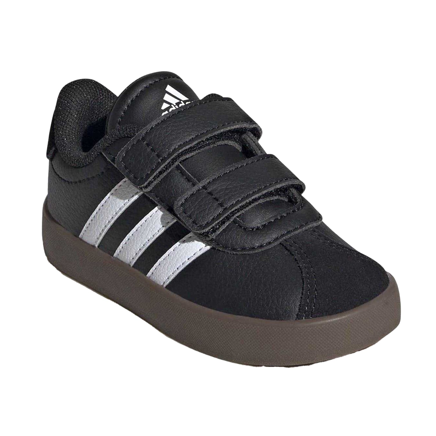 Black - Pack Shot - Adidas Childrens-Kids Court 3.0 Suede Hook and Loop Shoes