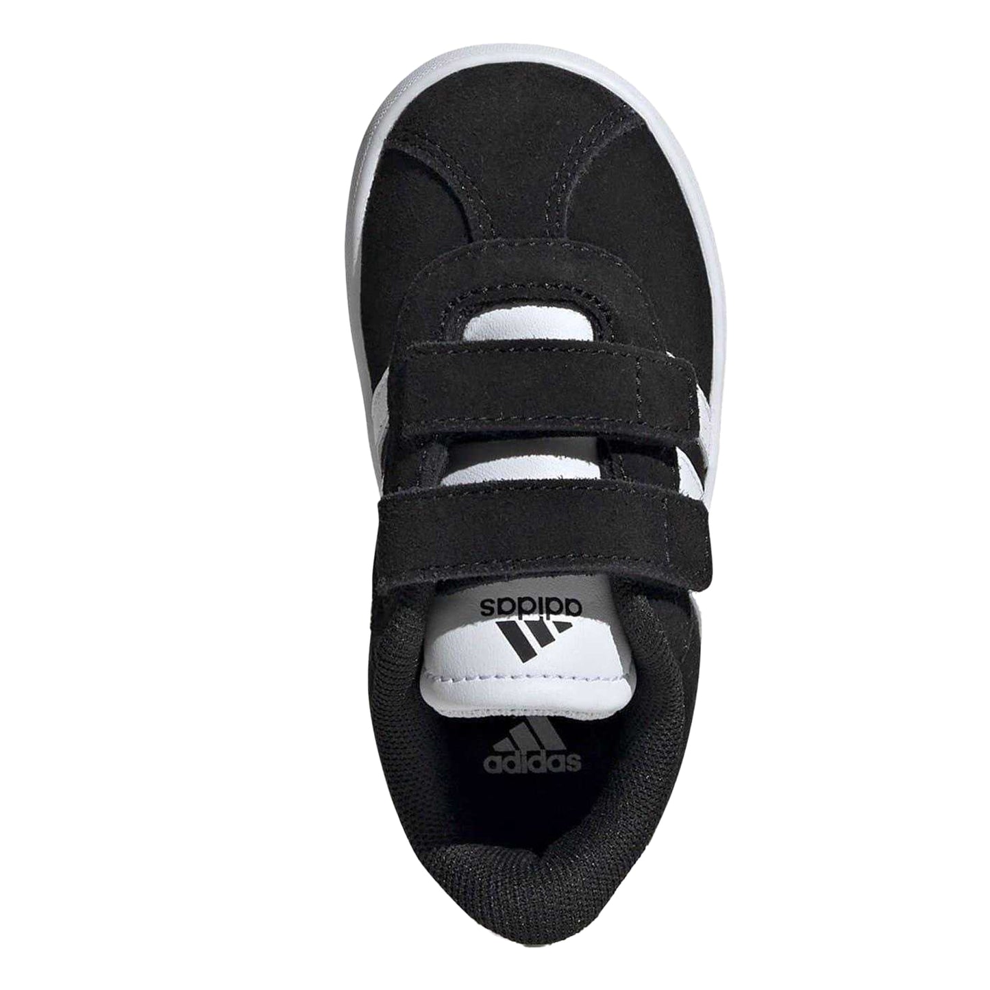Black-White - Lifestyle - Adidas Childrens-Kids Court 3.0 Suede Hook and Loop Shoes