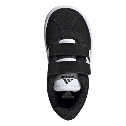 Black-White - Lifestyle - Adidas Childrens-Kids Court 3.0 Suede Hook and Loop Shoes
