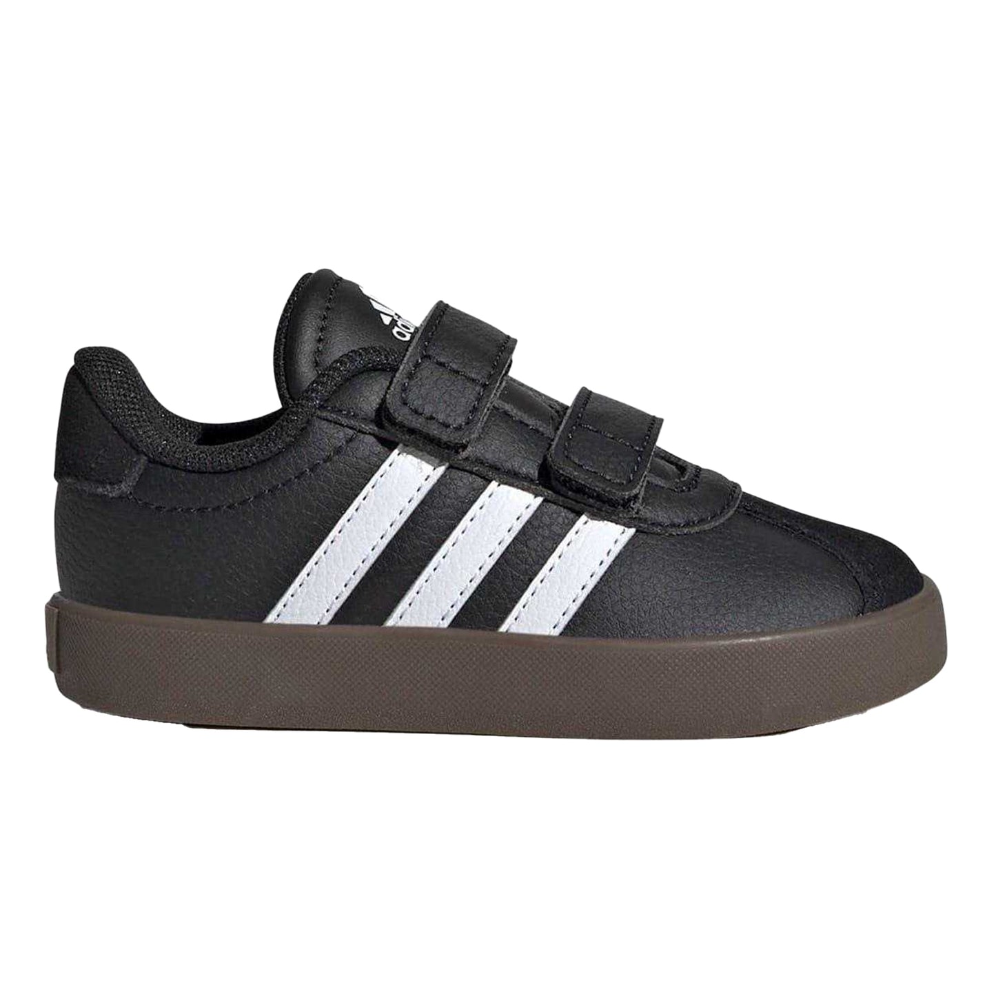Black - Front - Adidas Childrens-Kids Court 3.0 Suede Hook and Loop Shoes