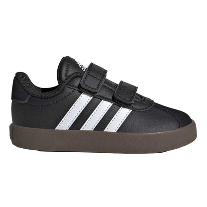 Black - Front - Adidas Childrens-Kids Court 3.0 Suede Hook and Loop Shoes