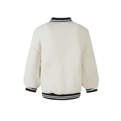 Off White - Back - Minoti Girls Embroidered Borg Jacket