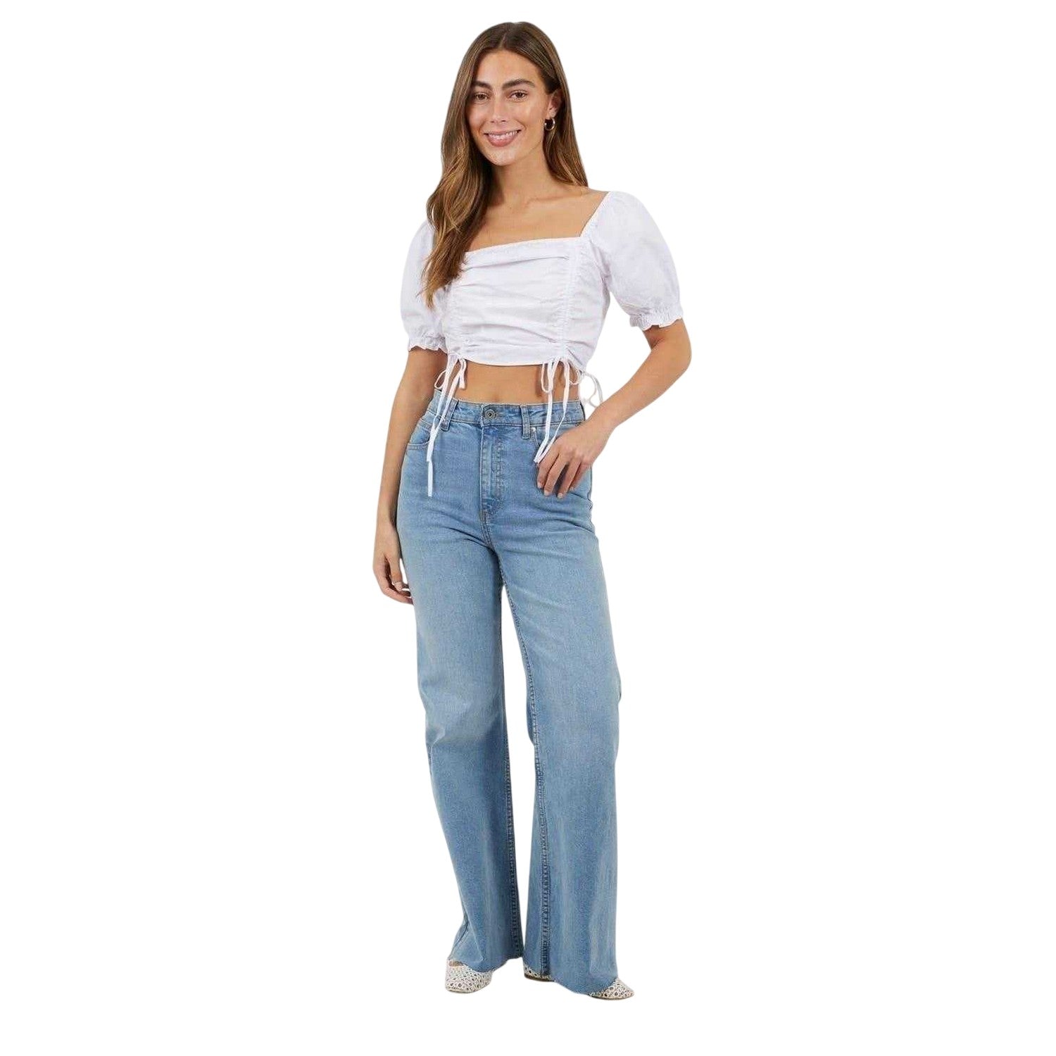 White - Lifestyle - Brave Soul Womens-Ladies Puff Sleeve Crop Top
