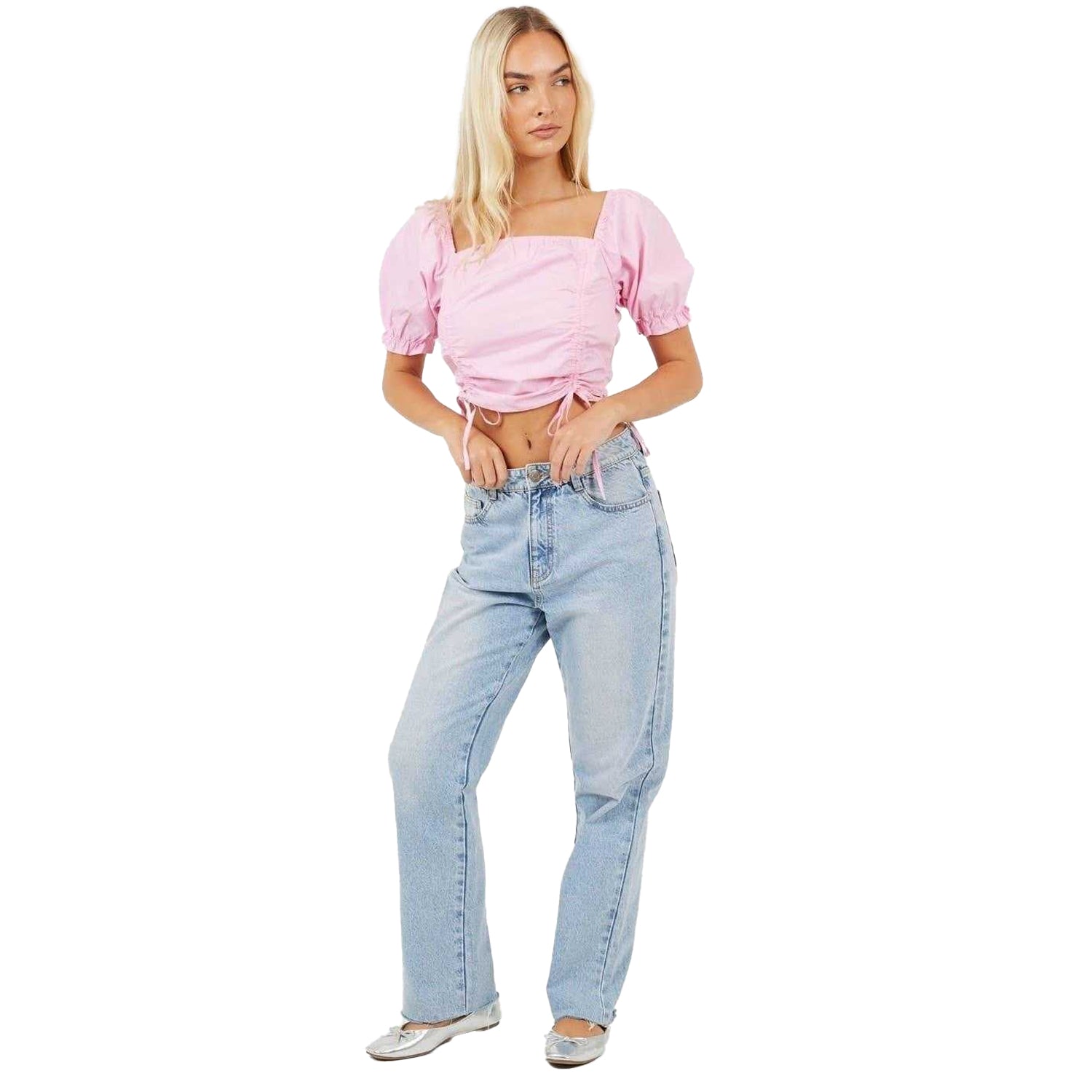 Pink - Lifestyle - Brave Soul Womens-Ladies Puff Sleeve Crop Top
