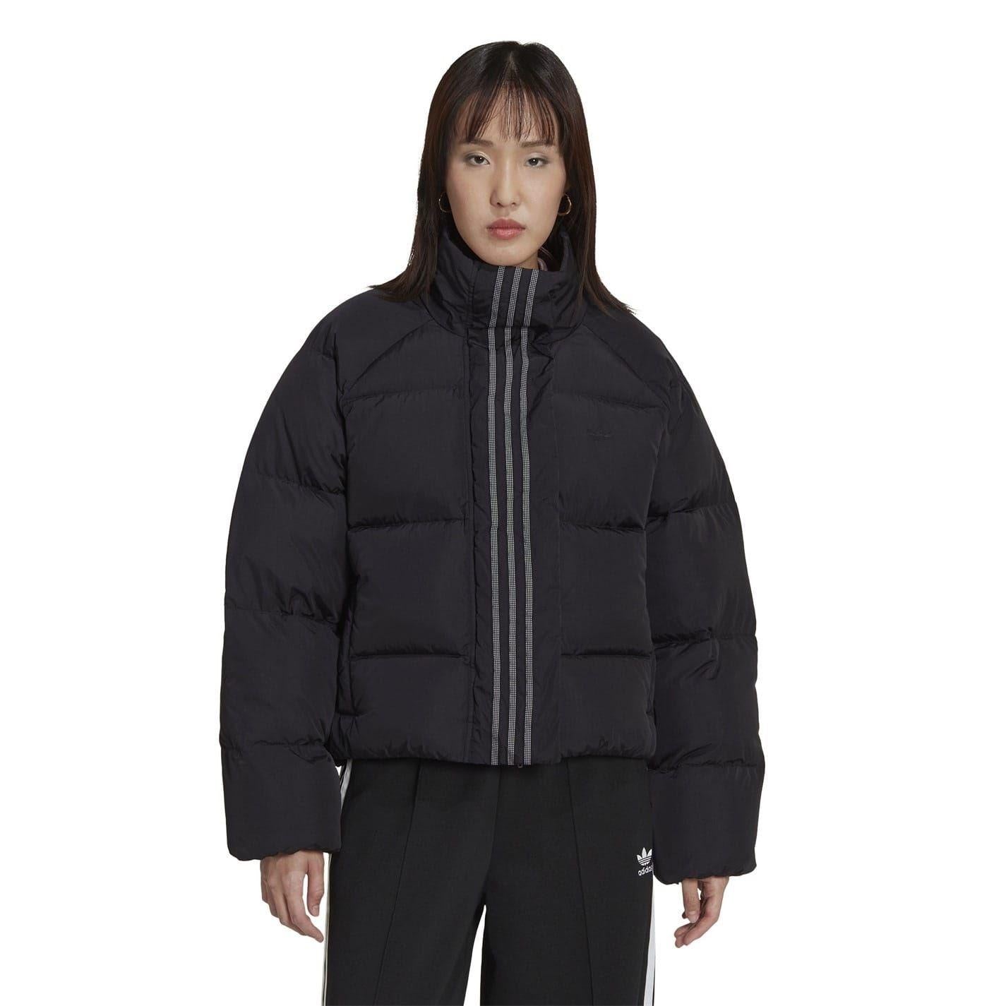 Black - Back - Adidas Womens-Ladies Originals Rhinestone Down Jacket