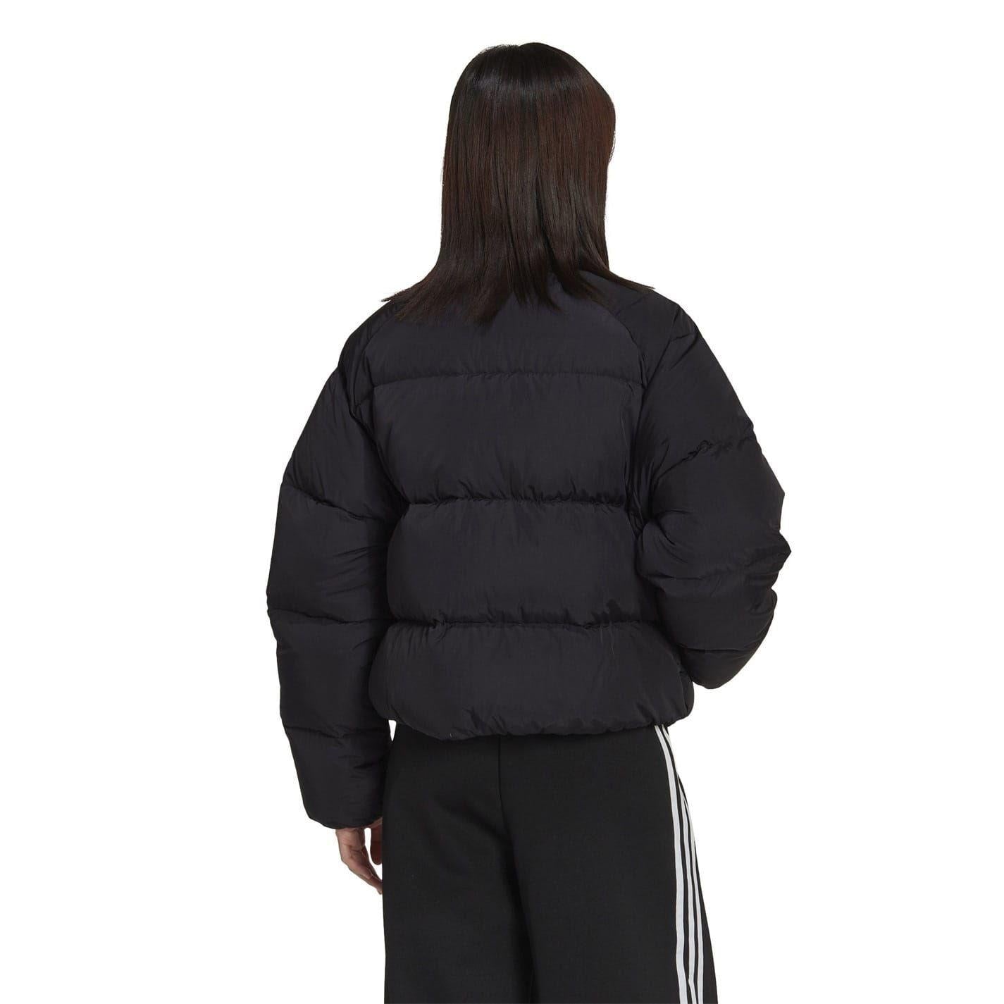 Black - Side - Adidas Womens-Ladies Originals Rhinestone Down Jacket