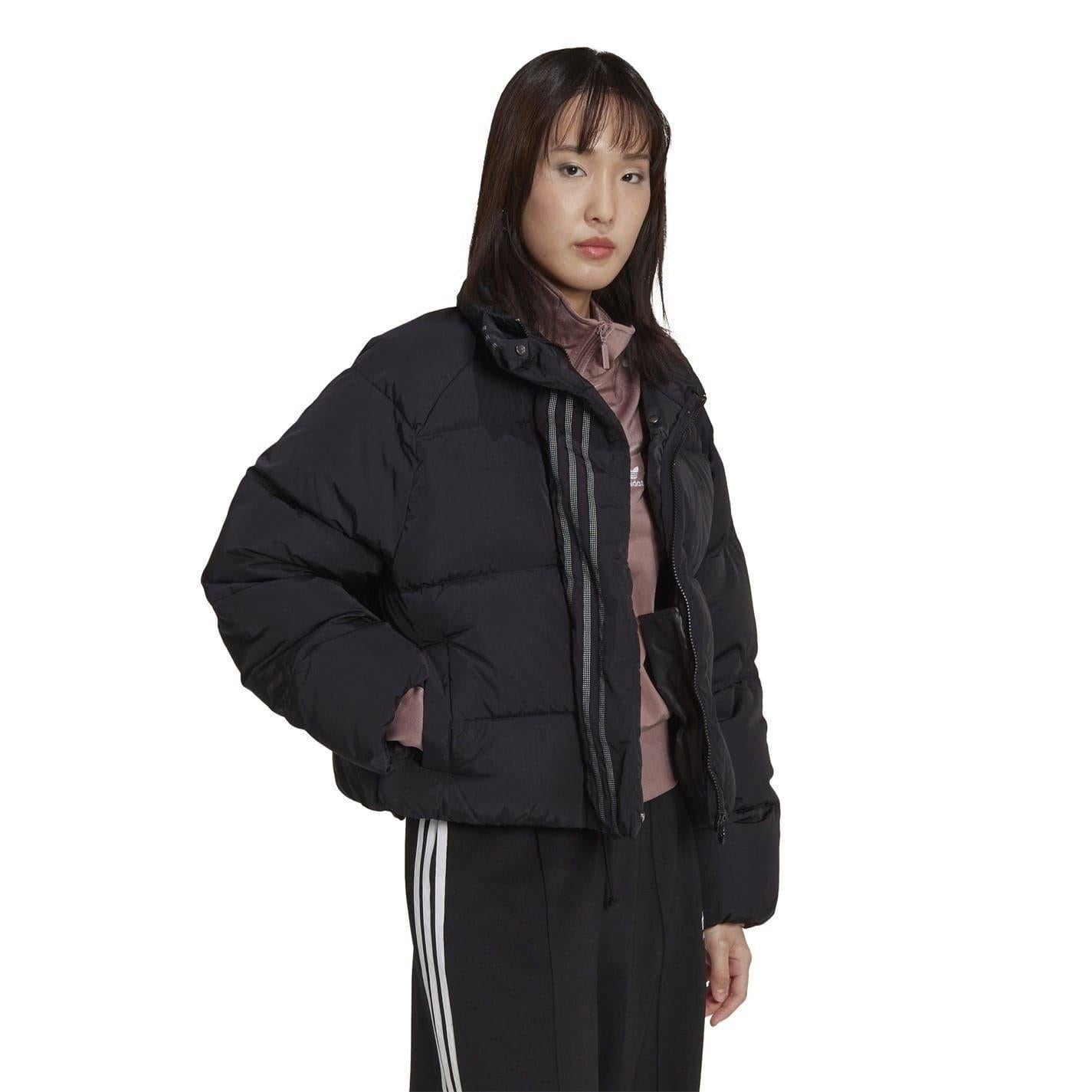 Black - Lifestyle - Adidas Womens-Ladies Originals Rhinestone Down Jacket