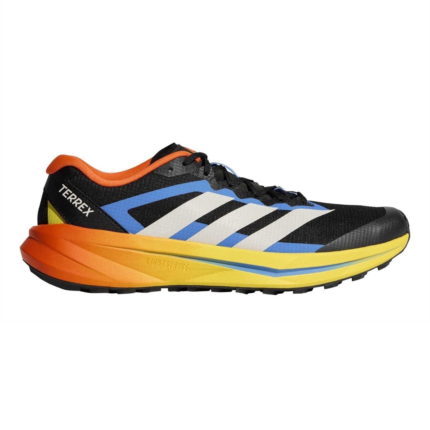 Black-Orange - Front - Adidas Mens Off-Road Trail 3 Stripes Running Shoes
