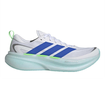 White-Blue-Lime - Front - Adidas Mens Supernova Running Shoes