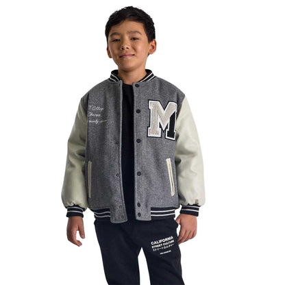 Mottled Light Grey - Lifestyle - Minoti Boys Embroidered Varsity Jacket