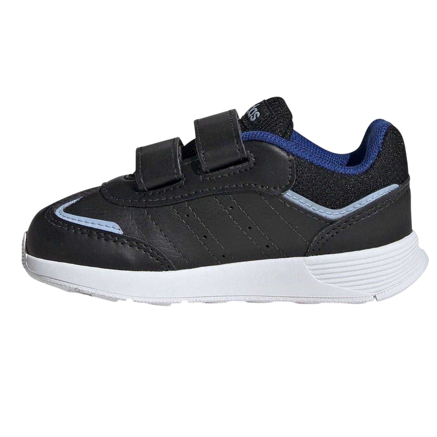 Black-Blue - Side - Adidas Childrens-Kids Tensaur Switch Flat Shoes