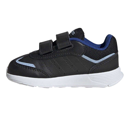 Black-Blue - Side - Adidas Childrens-Kids Tensaur Switch Flat Shoes
