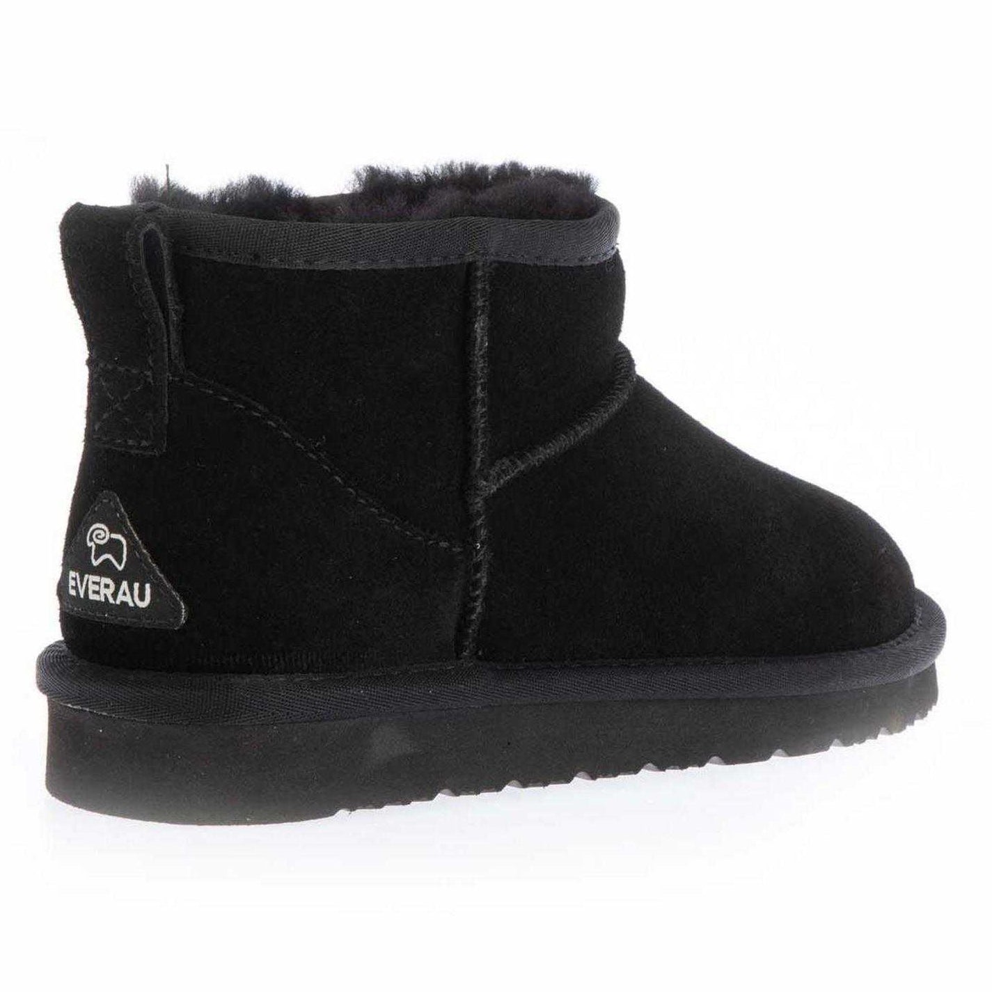 Black - Back - EverAu Womens-Ladies Cow Suede Flat Ankle Boots