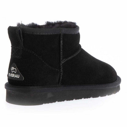 Black - Back - EverAu Womens-Ladies Cow Suede Flat Ankle Boots