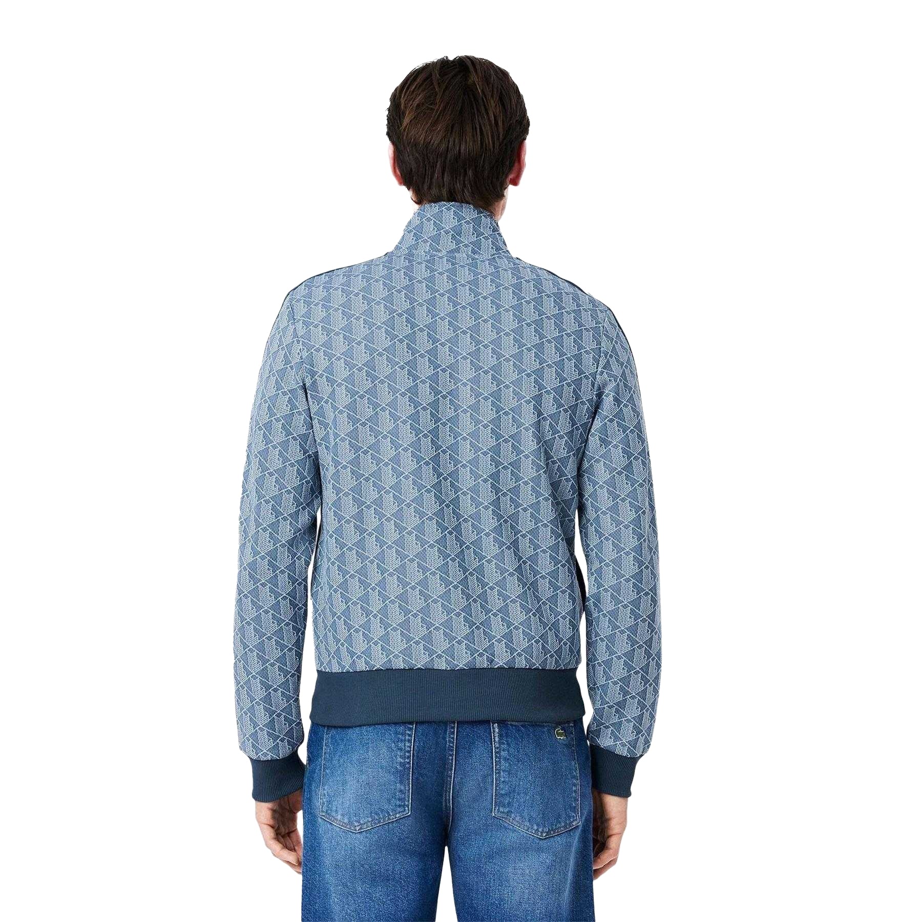 Blue - Back - Lacoste Mens Monogram Jacquard Track Jacket
