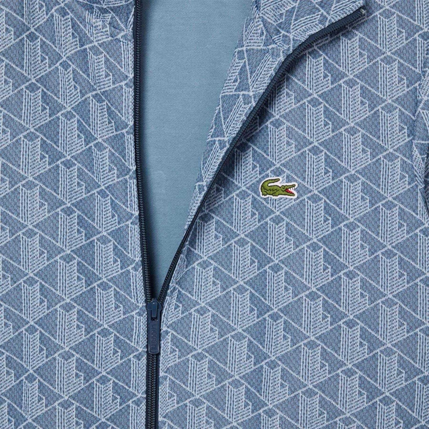 Blue - Side - Lacoste Mens Monogram Jacquard Track Jacket