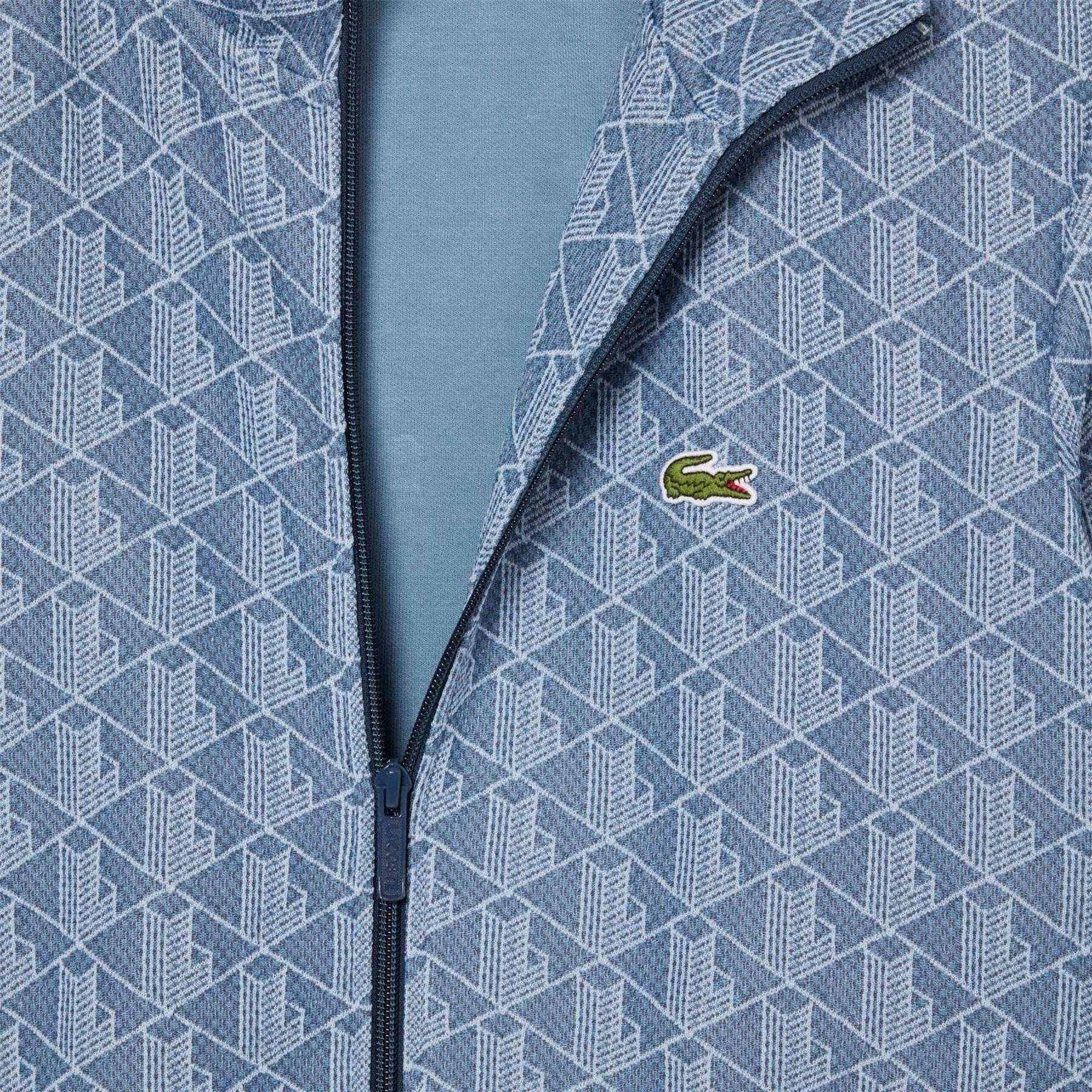 Blue - Side - Lacoste Mens Monogram Jacquard Track Jacket