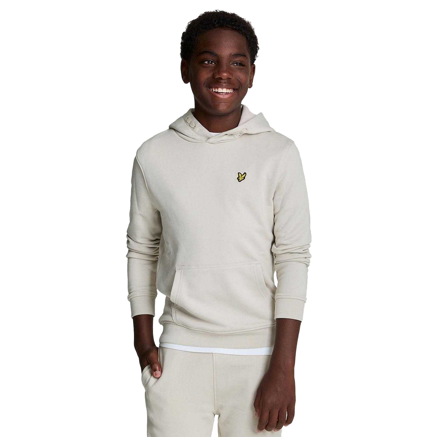 Beige - Side - Lyle & Scott Childrens-Kids Pull Over Drawstring Hoodie
