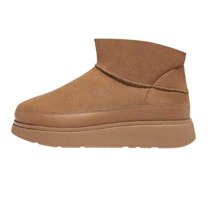 Tan - Back - Fit Flop Womens-Ladies Leather Flatform Boots