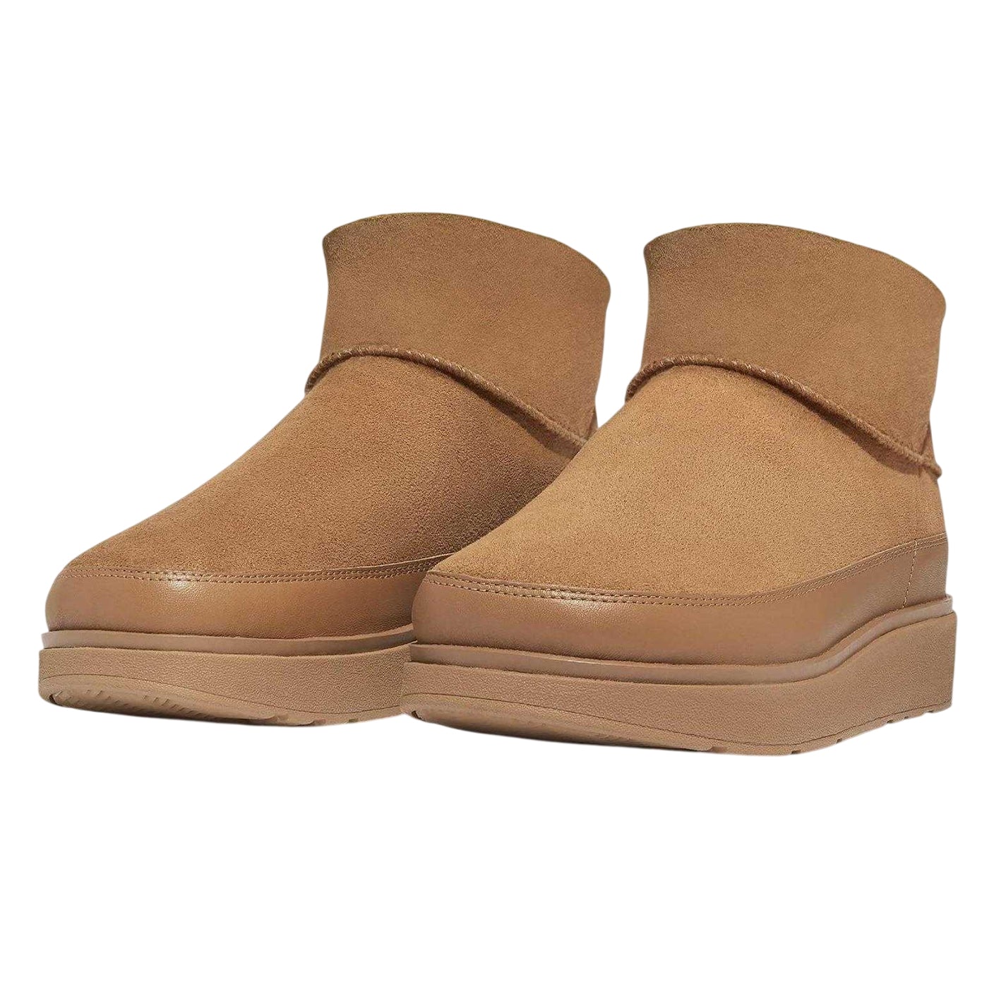 Tan - Side - Fit Flop Womens-Ladies Leather Flatform Boots