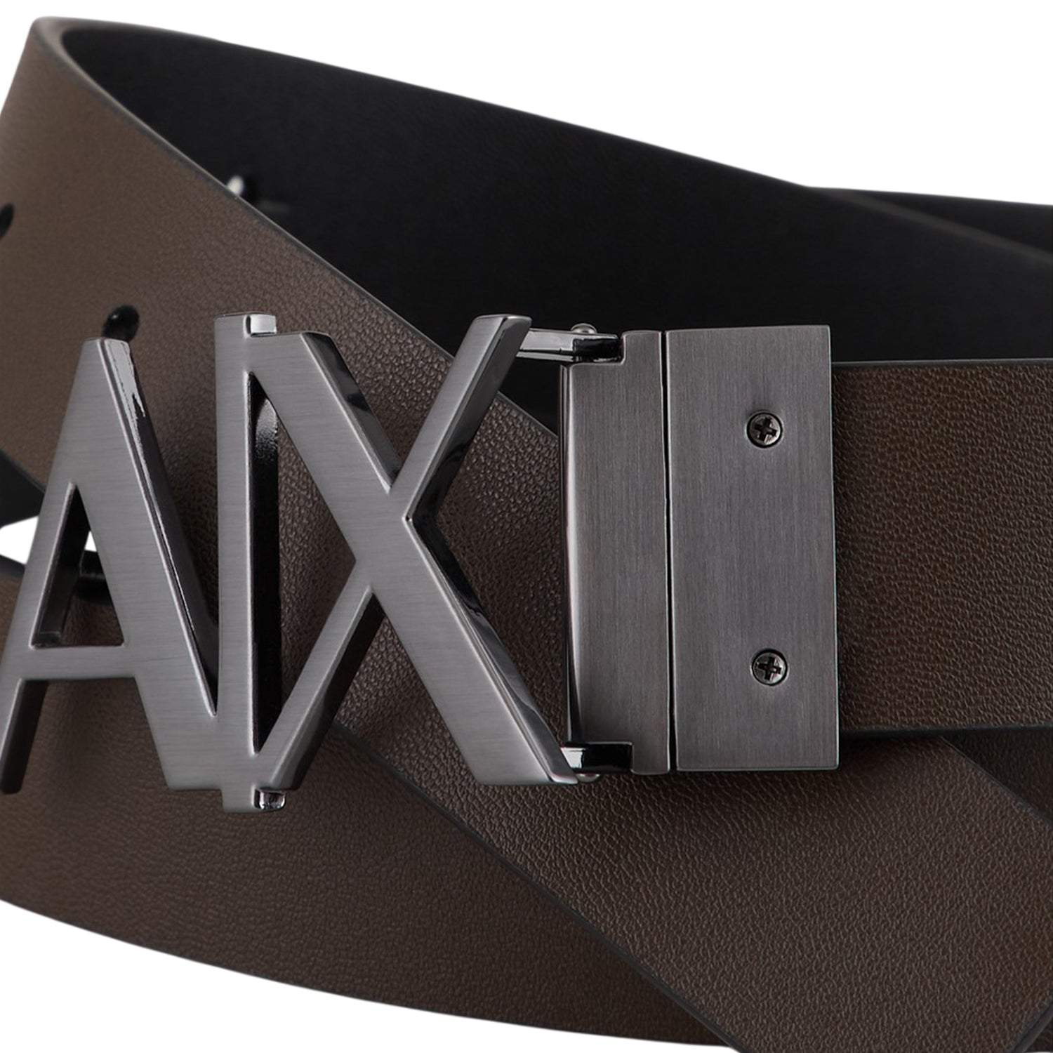Brown - Side - Armani Exchange Mens AX Belt