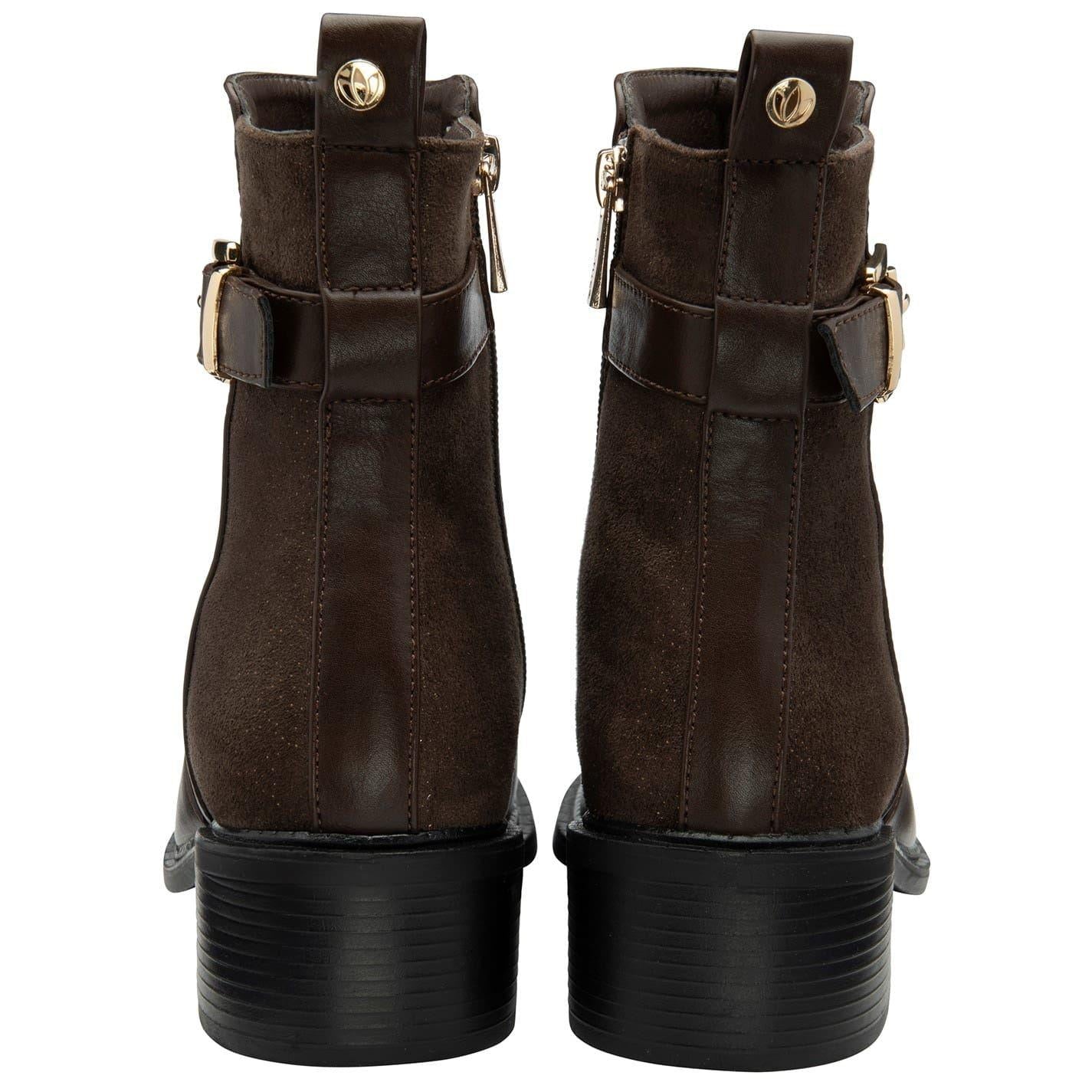 Brown - Back - Lotus Shoes Womens-Ladies Alannah Leather Block Heel Ankle Boots