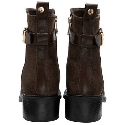 Brown - Back - Lotus Shoes Womens-Ladies Alannah Leather Block Heel Ankle Boots
