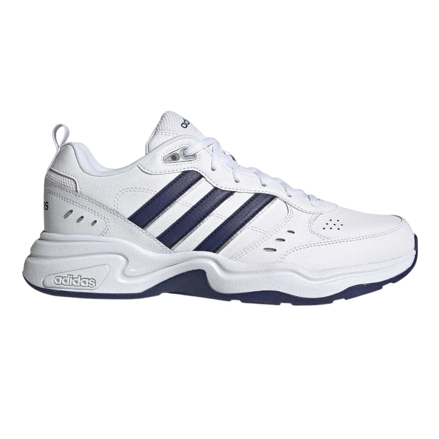 White-Navy-Grey - Front - Adidas Mens Strutter Coated Leather Shoes