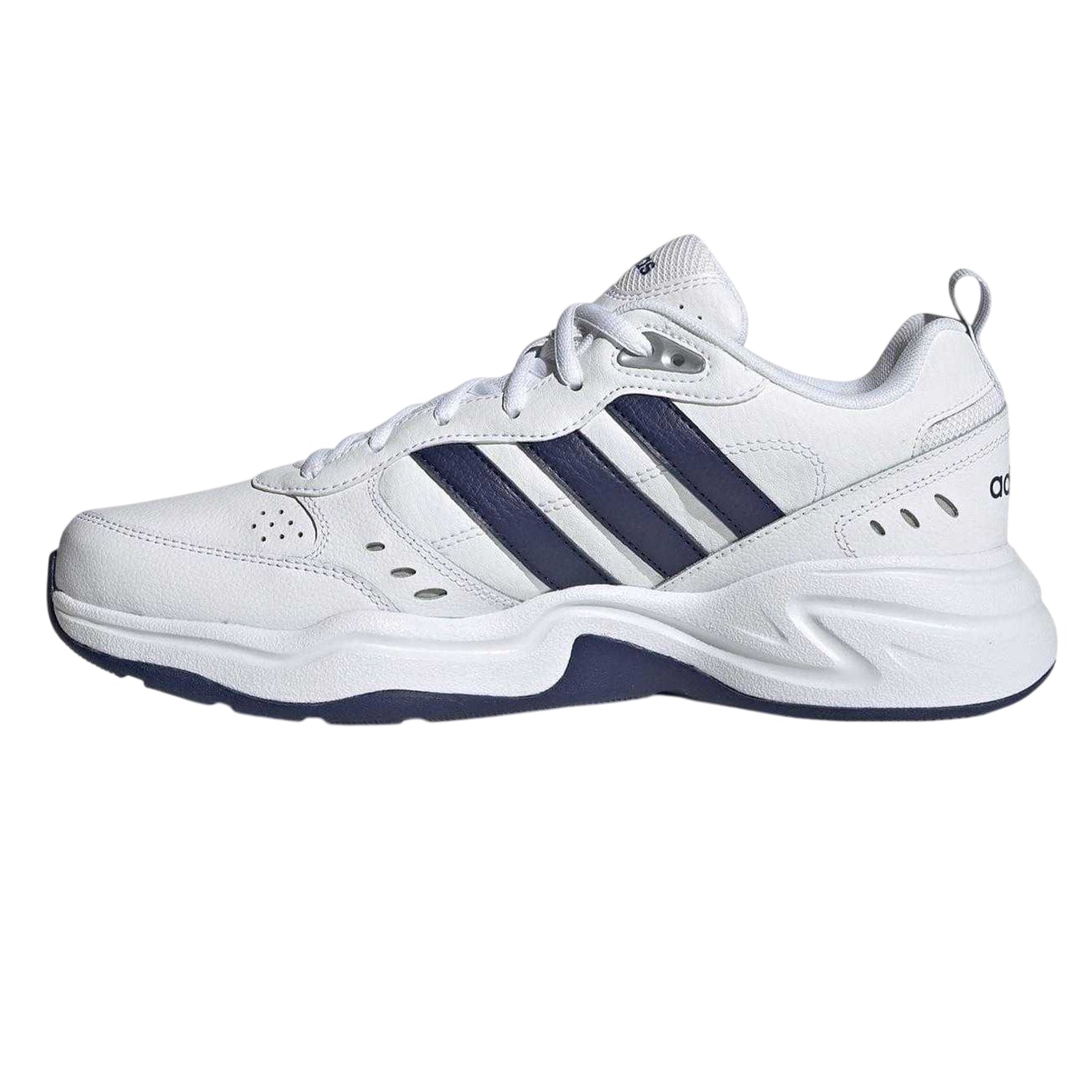 White-Navy-Grey - Side - Adidas Mens Strutter Coated Leather Shoes