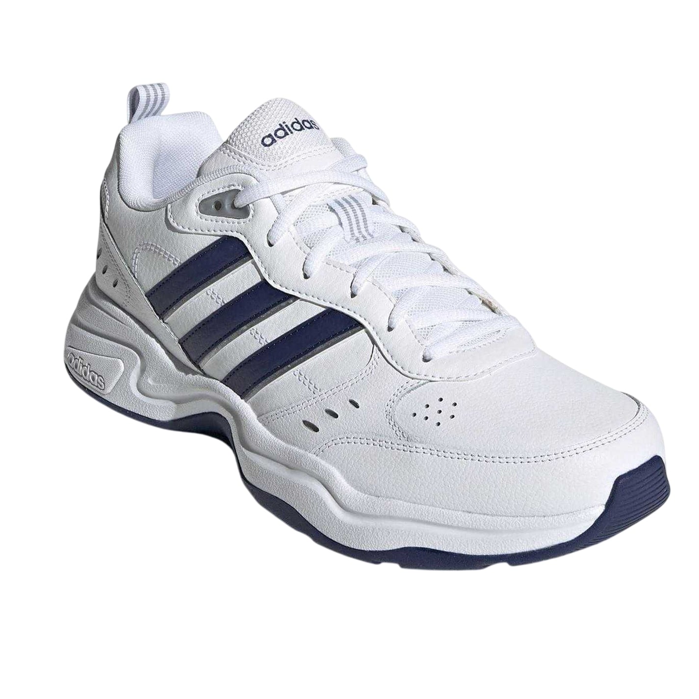 White-Navy-Grey - Pack Shot - Adidas Mens Strutter Coated Leather Shoes