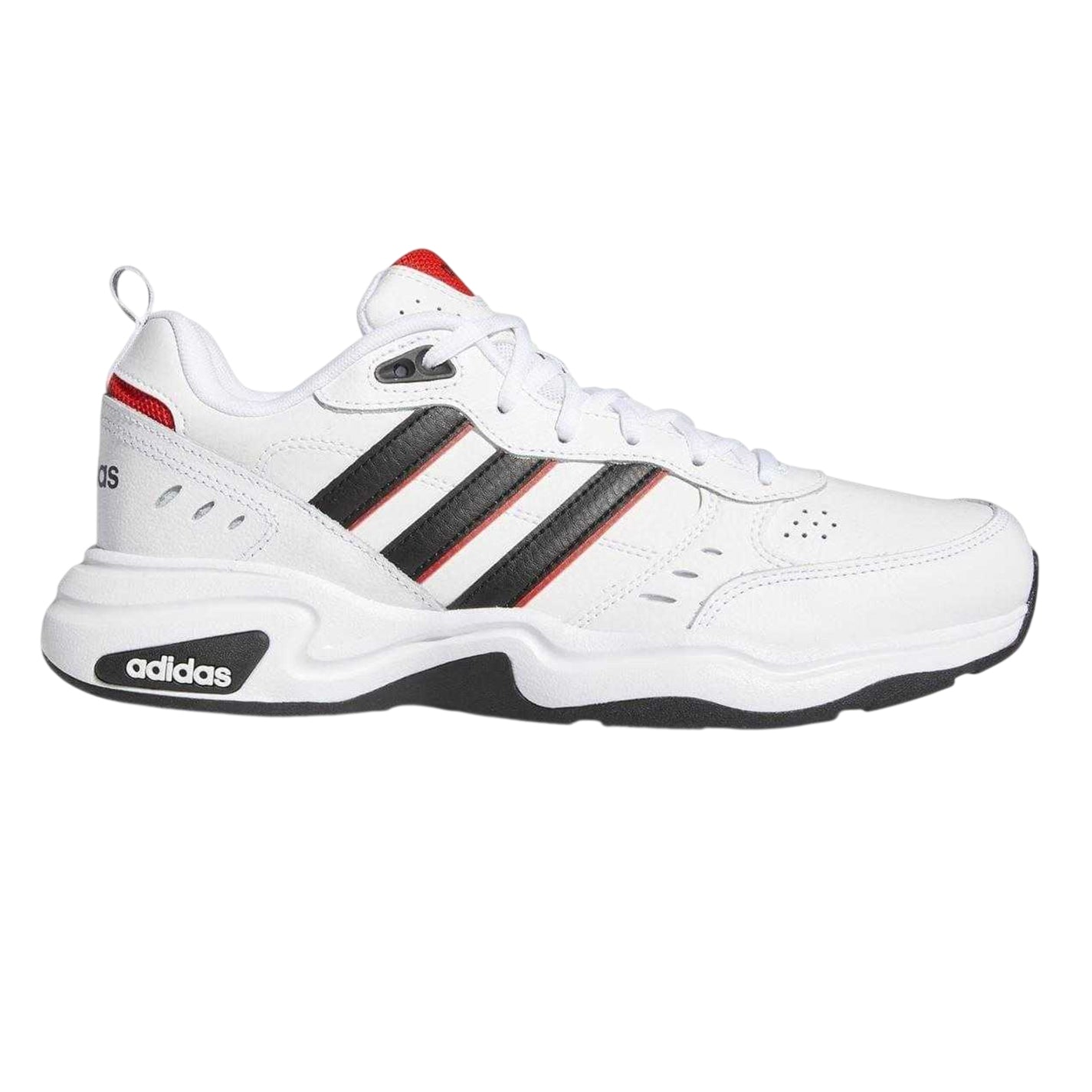 White-Black-Red - Front - Adidas Mens Strutter Coated Leather Shoes