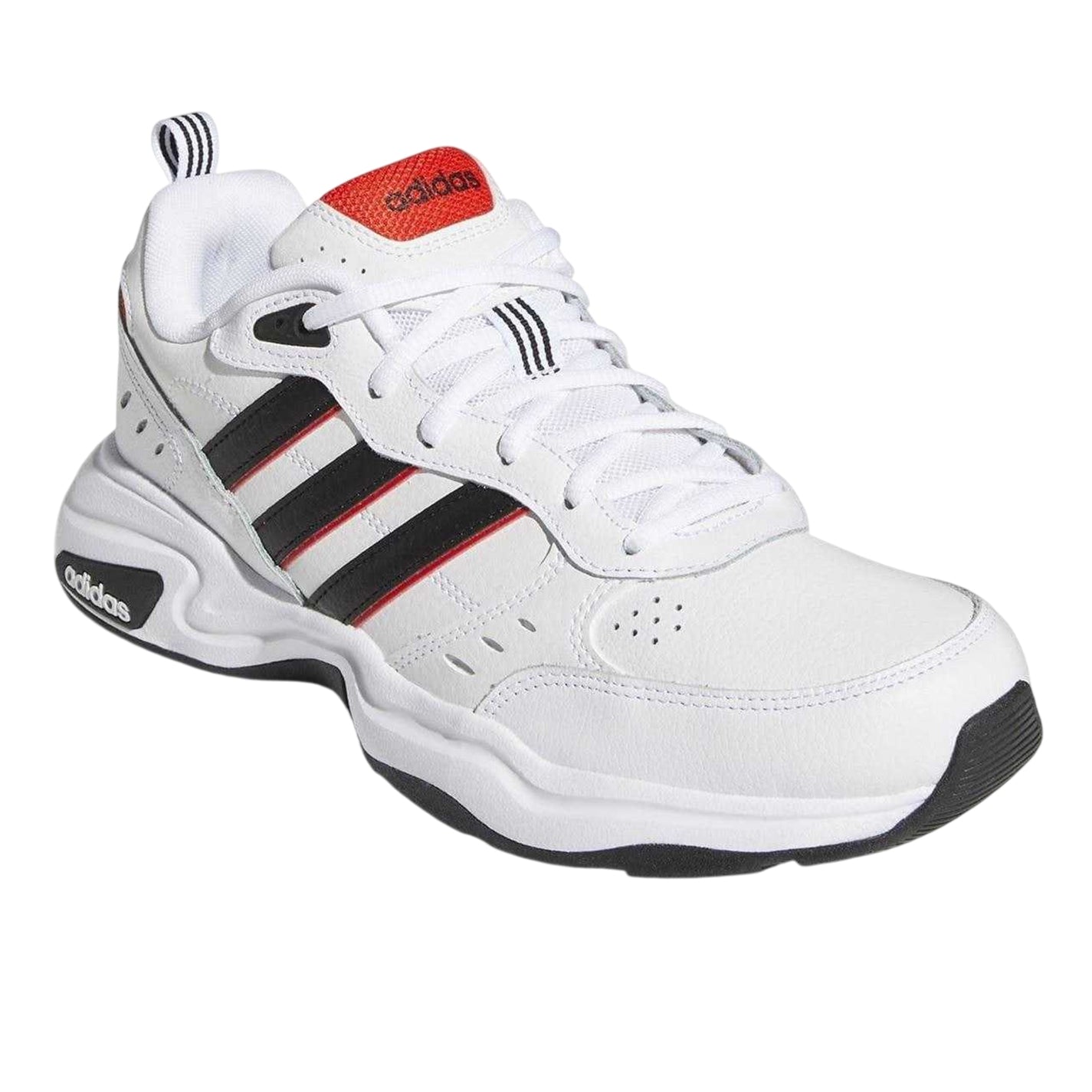 White-Black-Red - Pack Shot - Adidas Mens Strutter Coated Leather Shoes