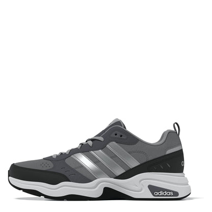Grey-Silver-Black - Front - Adidas Mens Strutter Coated Leather Shoes