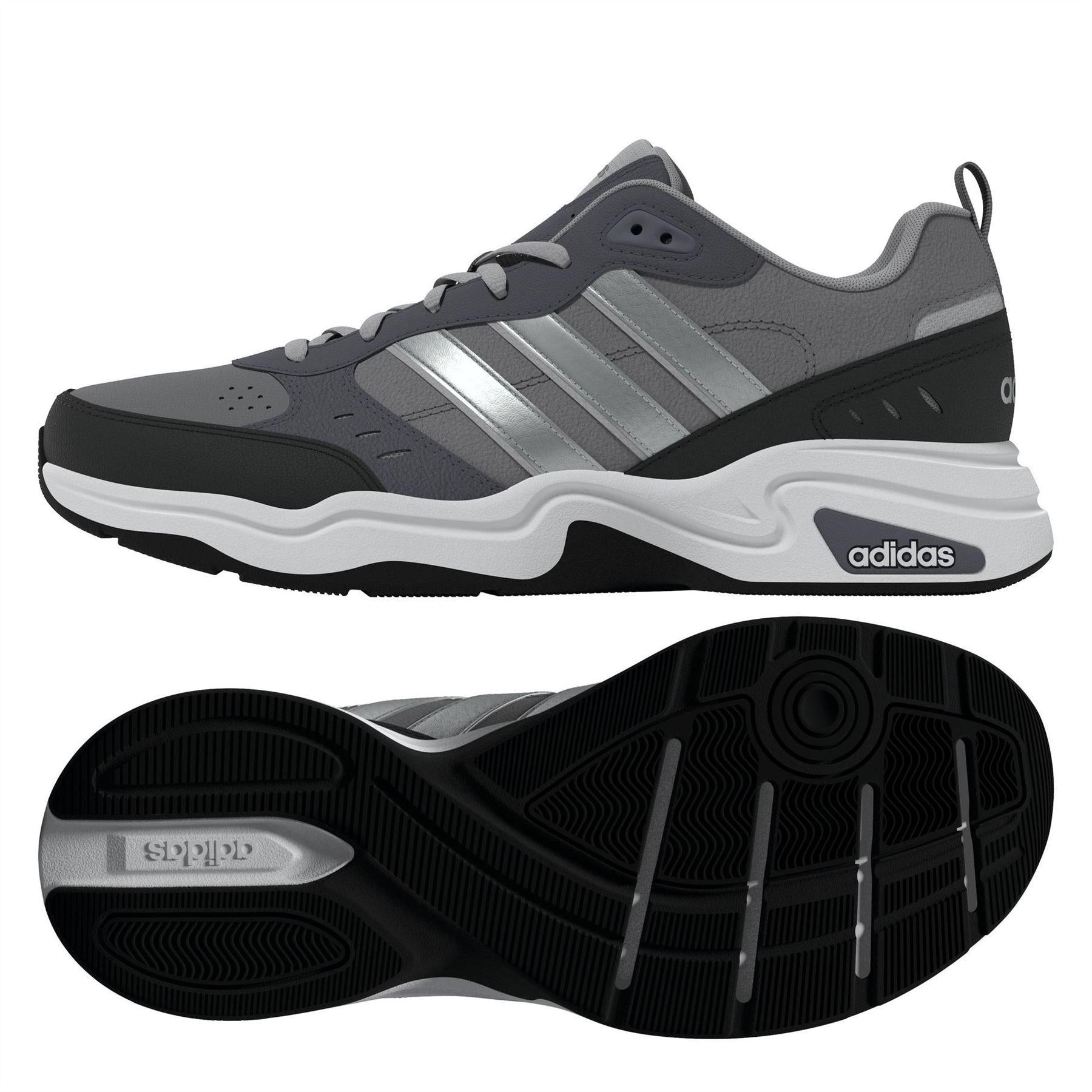 Grey-Silver-Black - Lifestyle - Adidas Mens Strutter Coated Leather Shoes
