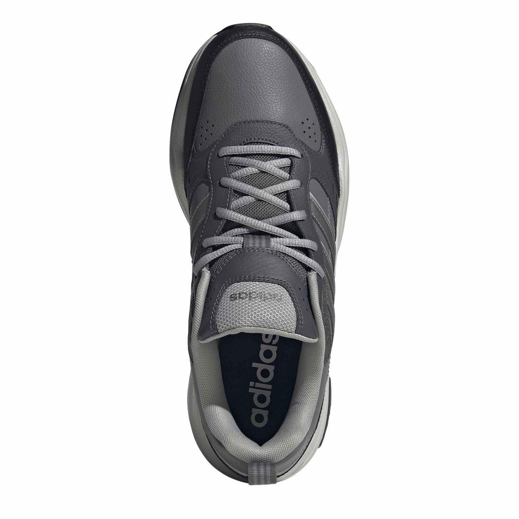 Grey-Silver-Black - Close up - Adidas Mens Strutter Coated Leather Shoes
