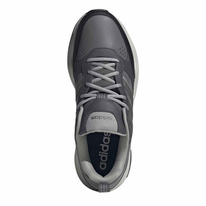 Grey-Silver-Black - Close up - Adidas Mens Strutter Coated Leather Shoes