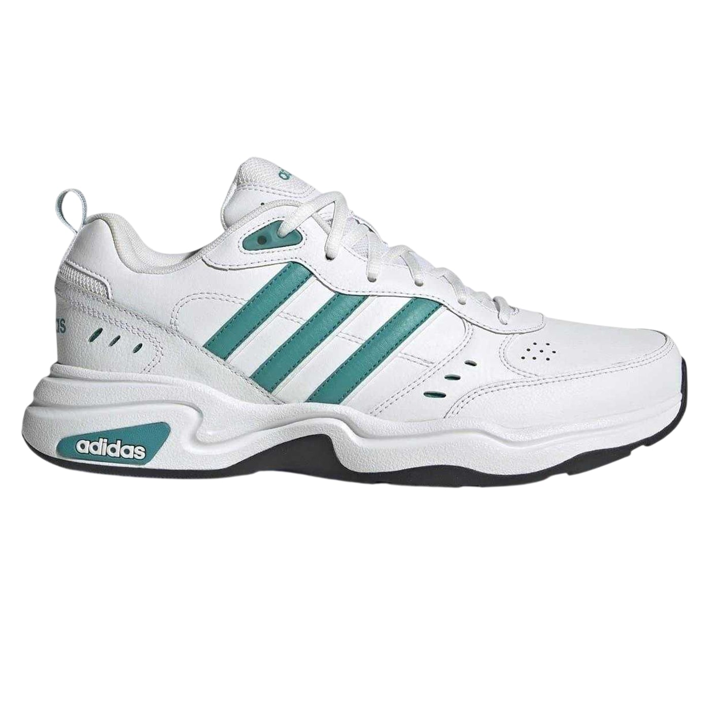 White-Teal - Front - Adidas Mens Strutter Coated Leather Shoes