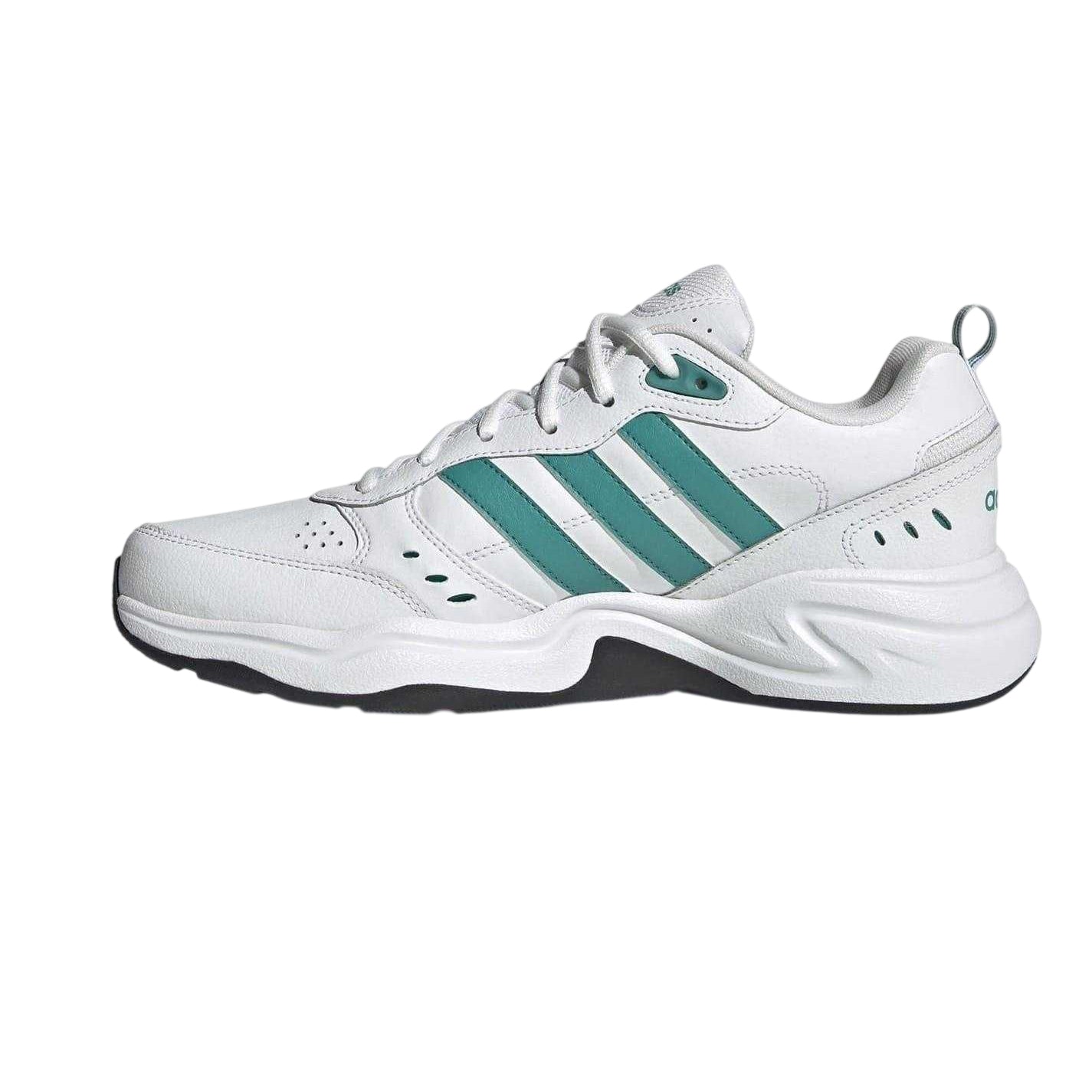 White-Teal - Side - Adidas Mens Strutter Coated Leather Shoes