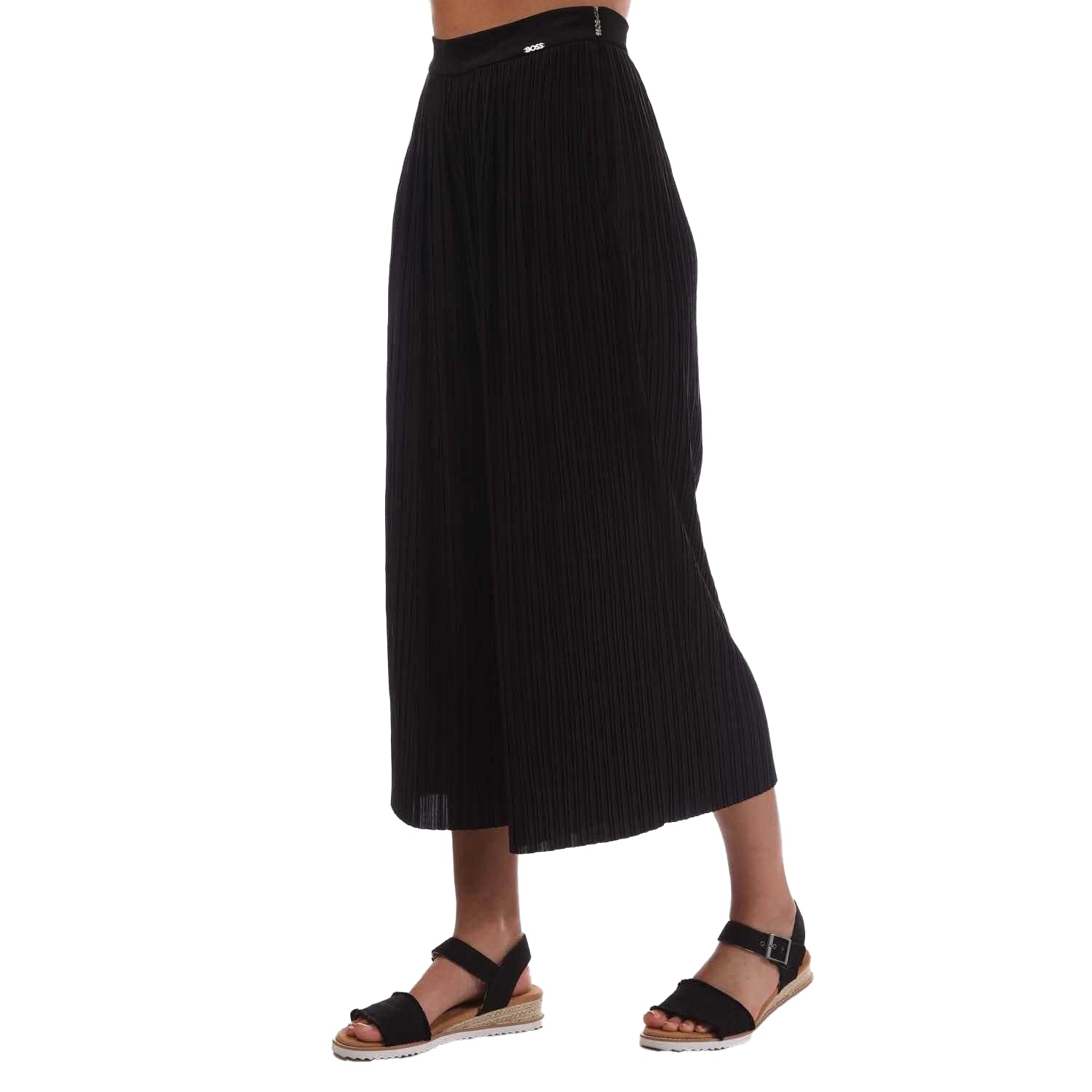 Black - Side - Hugo Womens-Ladies Etamaia Plisse Trousers